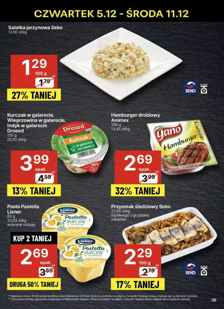 Gazetka promocyjna Delikatesy Centrum - ważna 05.12 do 11.12.2024 - strona 24 - produkty: Burger, Gala, Hamburger, Kurczak, Pastella, Rum, Sałat, Sałatka, SEKO, Wieprzowina