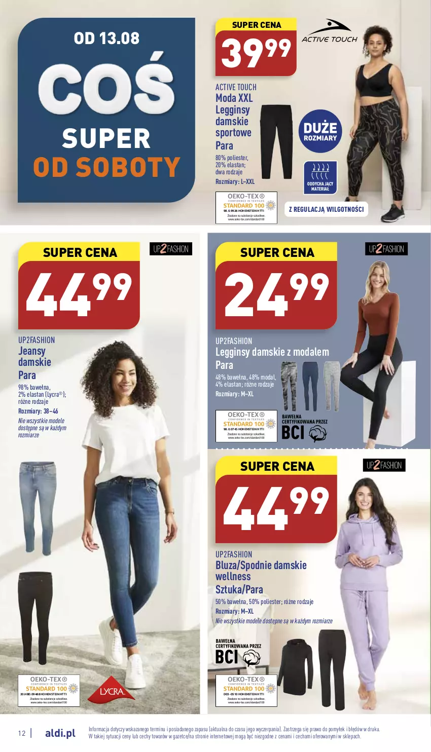 Gazetka promocyjna Aldi - Zaplanuj zakupy wcześniej - ważna 10.08 do 13.08.2022 - strona 12 - produkty: Bluza, Fa, Gin, Legginsy, LG, Moda, Por, Spodnie, Sport, Wełna