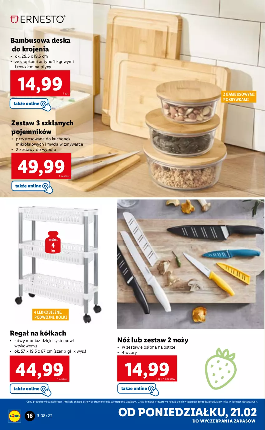 Gazetka promocyjna Lidl - GAZETKA - ważna 21.02 do 26.02.2022 - strona 18 - produkty: Deska do krojenia, Fa, Noż, Pojemnik, Regał, Rolki, Top