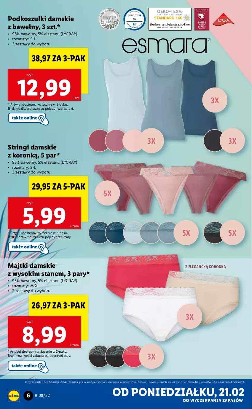 Gazetka promocyjna Lidl - GAZETKA - ważna 21.02 do 26.02.2022 - strona 8 - produkty: Kosz, Majtki, Sok, Stringi