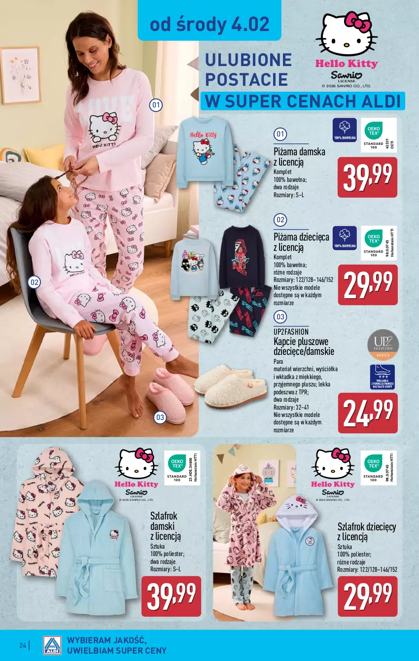 Gazetka promocyjna Aldi - Pełna oferta - ważna 02.02 do 07.02.2026 - strona 24 - produkty: Dzieci, Fa, Kapcie, Piżama, Szlafrok, Wełna