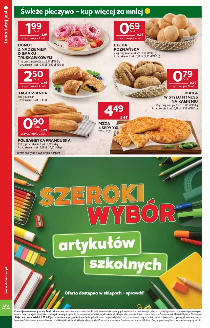 Gazetka promocyjna Stokrotka - Market - ważna 23.07 do 29.07.2026 - strona 34 - produkty: Bagietka, Bułka, Donut, Jagodzianka, Mięso, Optima, Owoce, Piec, Pieczywo, Pizza, Półbagietka, Ser, Warzywa