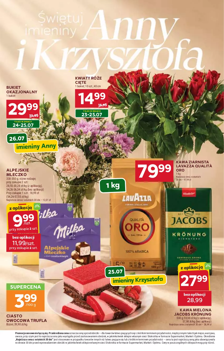 Gazetka promocyjna Stokrotka - Market - ważna 23.07 do 29.07.2026 - strona 8 - produkty: Bukiet, Jacobs, Jacobs Krönung, Kawa, Kawa mielona, Kawa ziarnista, Lavazza, Mięso, Mleczko, Optima, Owoce, Warzywa