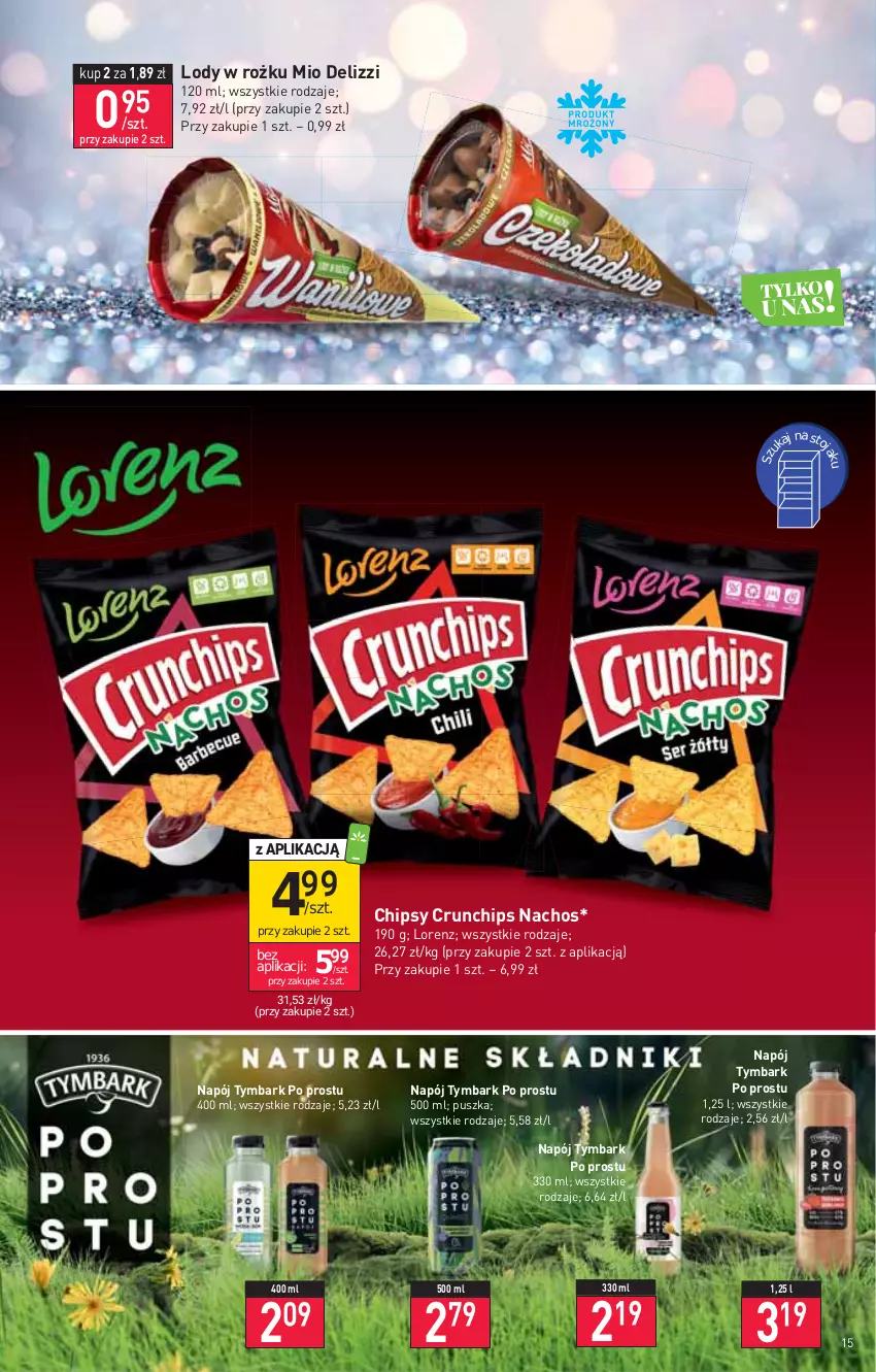 Gazetka promocyjna Stokrotka - Supermarket - ważna 23.06 do 29.06.2022 - strona 15 - produkty: Chipsy, Crunchips, Lody, Lorenz, Napój, Tymbark