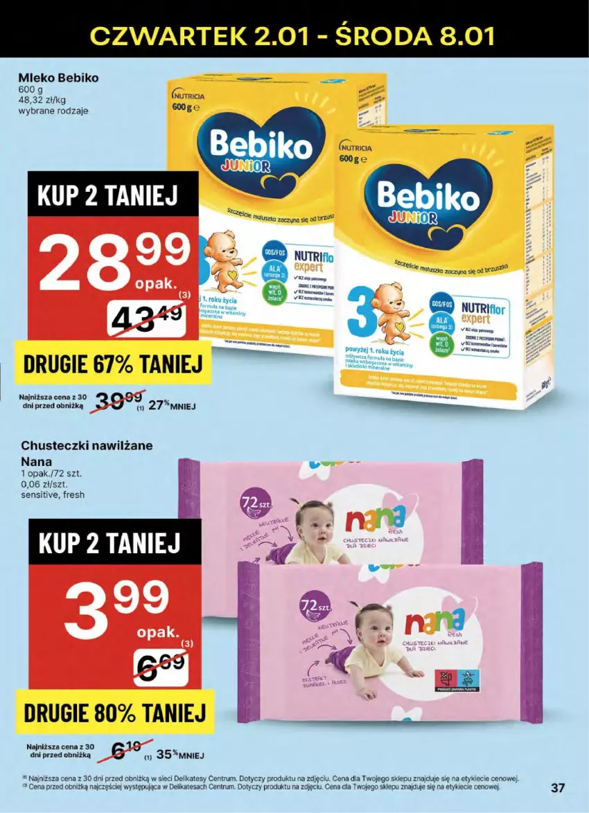 Gazetka promocyjna Delikatesy Centrum - NOWA GAZETKA Delikatesy Centrum od 2 stycznia! 2-8.01.2024 - ważna 02.01 do 08.01.2025 - strona 37 - produkty: Bebiko, Chusteczki, Kawa, Koc, LG, Mleko, Olej, Rum