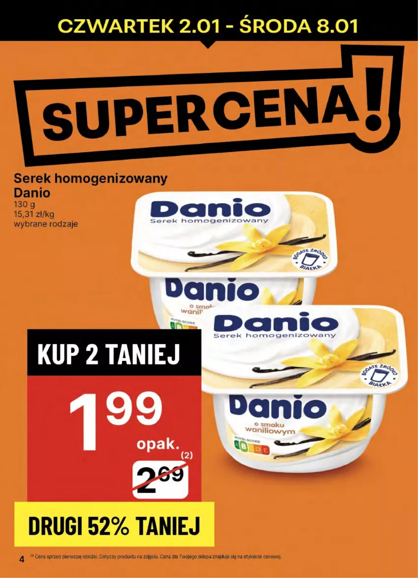 Gazetka promocyjna Delikatesy Centrum - NOWA GAZETKA Delikatesy Centrum od 2 stycznia! 2-8.01.2024 - ważna 02.01 do 08.01.2025 - strona 4 - produkty: Danio, Ser, Serek, Serek homogenizowany