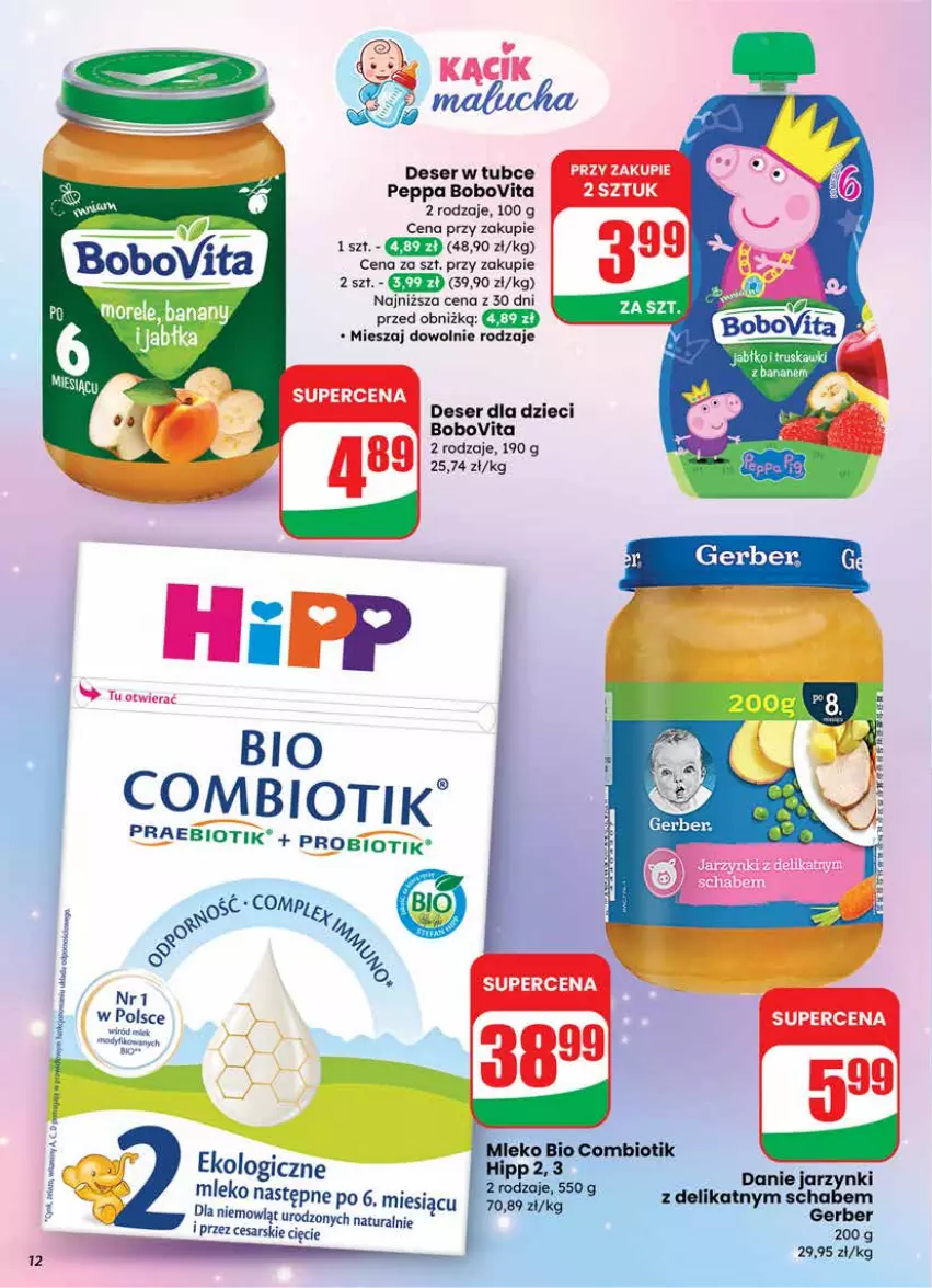 Gazetka promocyjna Dino - Gazetka 12 / 2026 - ważna 18.03 do 24.03.2026 - strona 12 - produkty: BoboVita, Deser, Dzieci, Gerber, Mleko, O nas, Ser