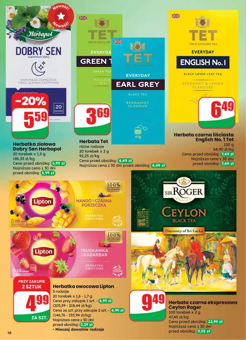 Gazetka promocyjna Dino - Gazetka 12 / 2026 - ważna 18.03 do 24.03.2026 - strona 16 - produkty: Acer, Discover, Earl Grey, Herbata, Herbata czarna, Lack, Lipton, Suplement diety