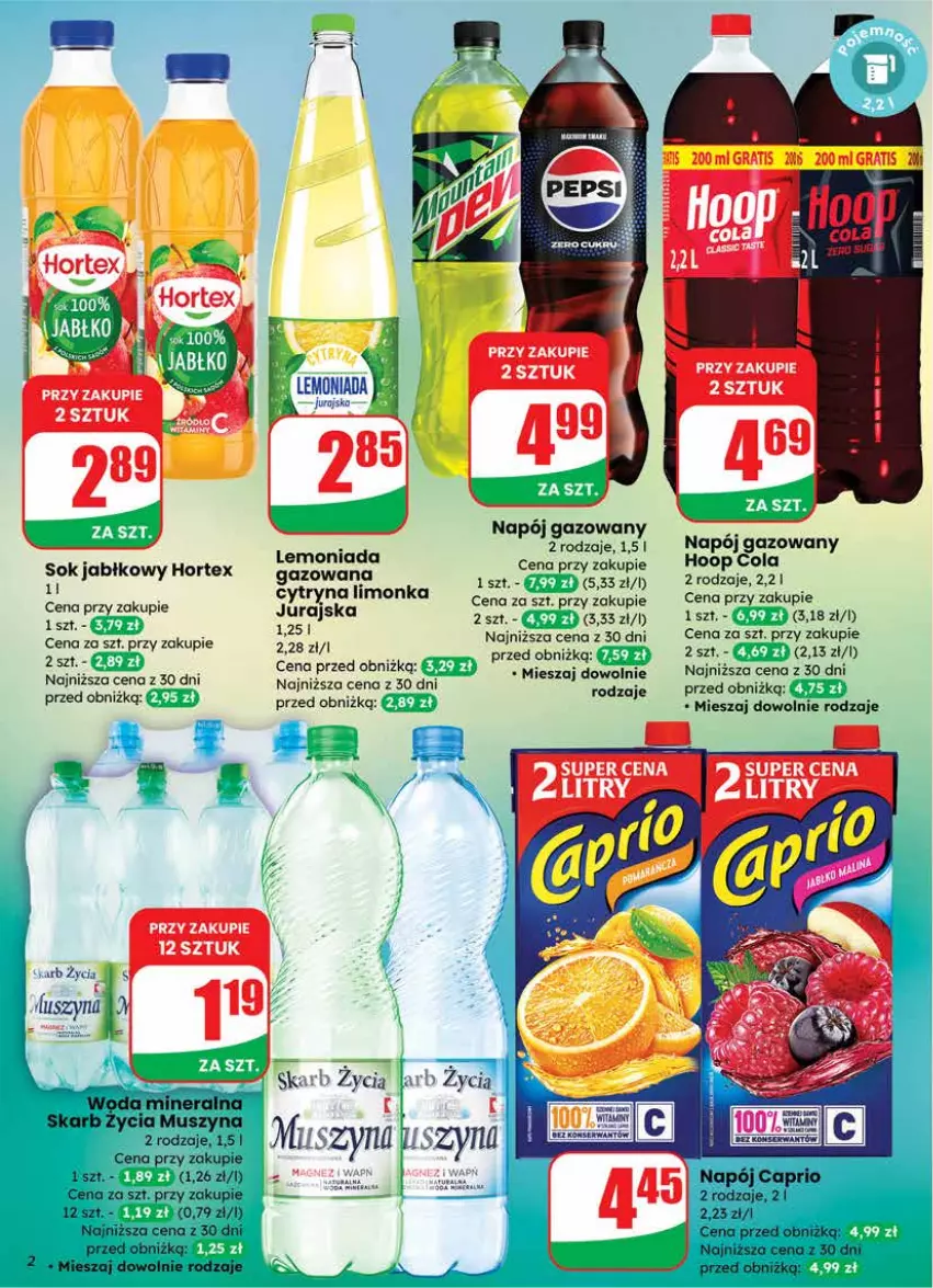 Gazetka promocyjna Dino - Gazetka 12 / 2026 - ważna 18.03 do 24.03.2026 - strona 2 - produkty: Gra, Hoop, Hortex, Lemoniada, Limonka, Mus, Napój, Napój gazowany, Sok, Sok jabłkowy, Szyna, Woda, Woda mineralna