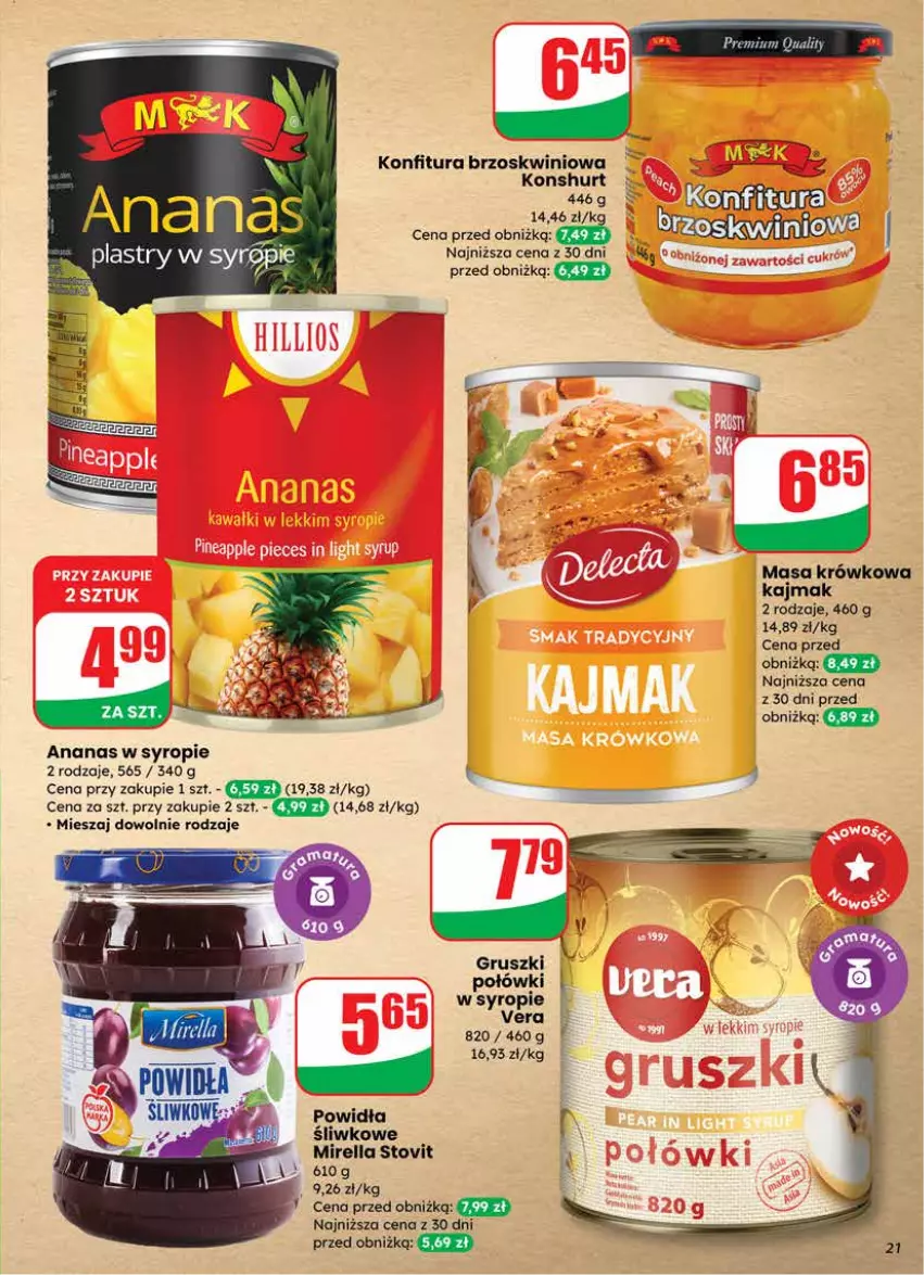 Gazetka promocyjna Dino - Gazetka 12 / 2026 - ważna 18.03 do 24.03.2026 - strona 21 - produkty: Ananas, Gruszki, Konfitura, Masa krówkowa, Syrop