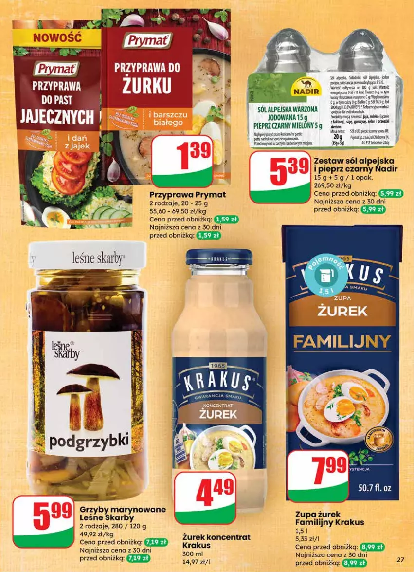 Gazetka promocyjna Dino - Gazetka 12 / 2026 - ważna 18.03 do 24.03.2026 - strona 27 - produkty: Grzyby, Grzyby marynowane, Krakus, Krokus, Pieprz, Prymat, Sól, Sony, Woda, Zupa