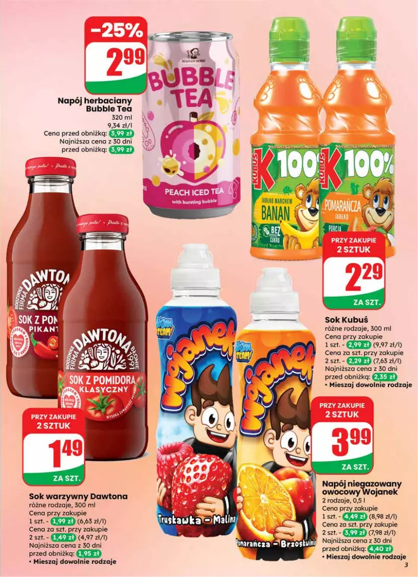 Gazetka promocyjna Dino - Gazetka 12 / 2026 - ważna 18.03 do 24.03.2026 - strona 3 - produkty: Dawtona, Fa, Jabłka, Kubuś, Napój, Sok