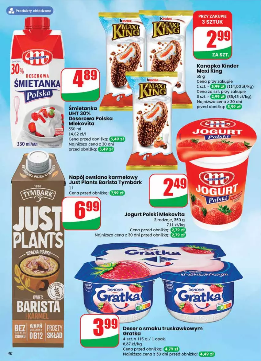 Gazetka promocyjna Dino - Gazetka 12 / 2026 - ważna 18.03 do 24.03.2026 - strona 40 - produkty: Deser, Gra, Jogurt, Kinder, Mleko, Mlekovita, Ser, Tymbark