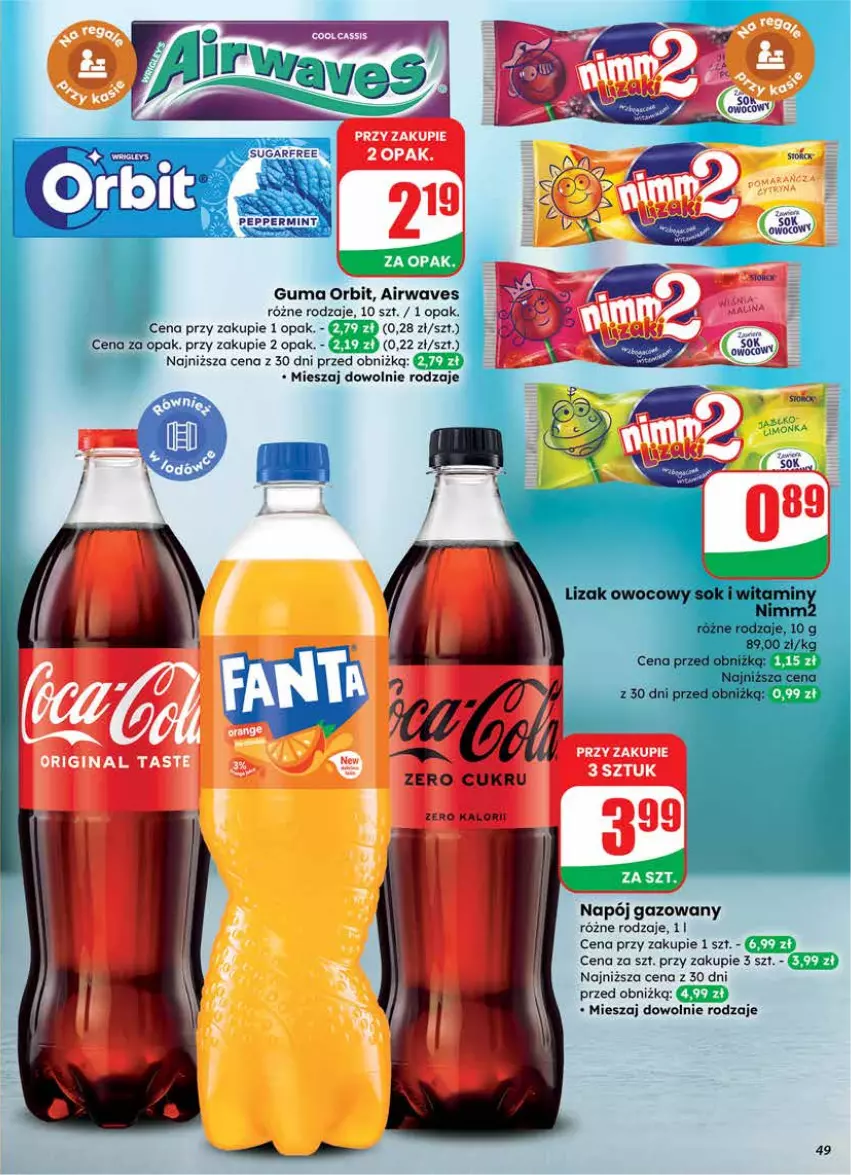 Gazetka promocyjna Dino - Gazetka 12 / 2026 - ważna 18.03 do 24.03.2026 - strona 49 - produkty: Napój, Napój gazowany, Orbit, Sok