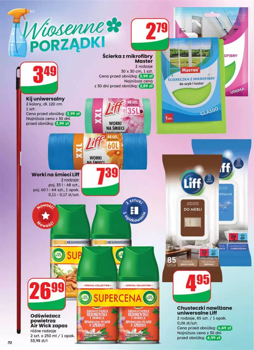 Gazetka promocyjna Dino - Gazetka 12 / 2026 - ważna 18.03 do 24.03.2026 - strona 70 - produkty: Air Wick, Chusteczki, Odświeżacz powietrza, Por, Worki na śmiec, Worki na śmieci