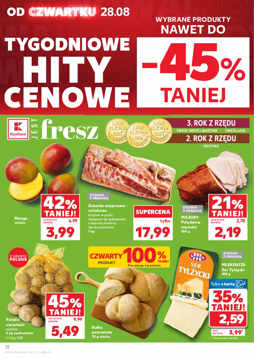 Gazetka promocyjna Kaufland - Gazetka tygodnia - ważna 28.08 do 03.09.2025 - strona 12 - produkty: Bułka, Grunt, Kapustą, Mango, Mleko, Mlekovita, Owoce, Piec, Pieczywo, Polędwica, Ser, Ser tylżycki, Warzywa, Ziemniaki