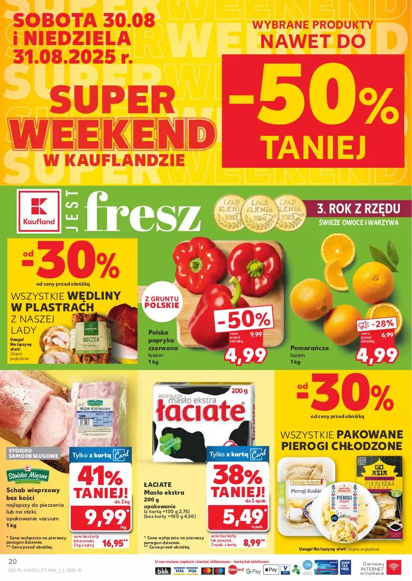 Gazetka promocyjna Kaufland - Gazetka tygodnia - ważna 28.08 do 03.09.2025 - strona 20 - produkty: Grunt, Masło, Owoce, Papryka, Papryka czerwona, Piec, Pierogi, Pomarańcze, Schab wieprzowy, Stek, Waga, Warzywa