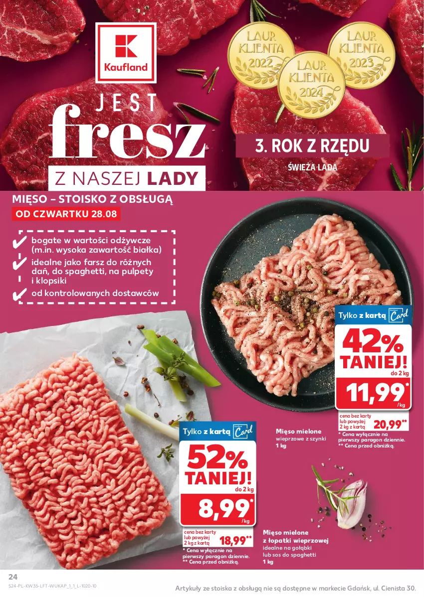 Gazetka promocyjna Kaufland - Gazetka tygodnia - ważna 28.08 do 03.09.2025 - strona 24 - produkty: Fa, Klopsiki, Mięso, Mięso mielone, Mięso mielone z łopatki wieprzowej, Pulpety, Sok, Sos, Spaghetti