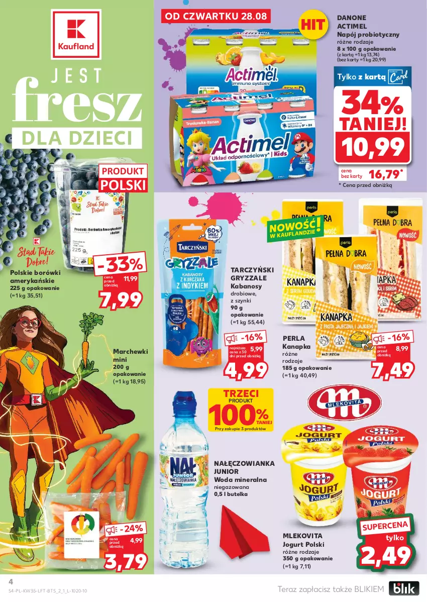 Gazetka promocyjna Kaufland - Gazetka tygodnia - ważna 28.08 do 03.09.2025 - strona 4 - produkty: Actimel, Danone, Dzieci, Gry, Jogurt, Kabanos, Mleko, Mlekovita, Nałęczowianka, Napój, Tarczyński, Tera, Woda, Woda mineralna