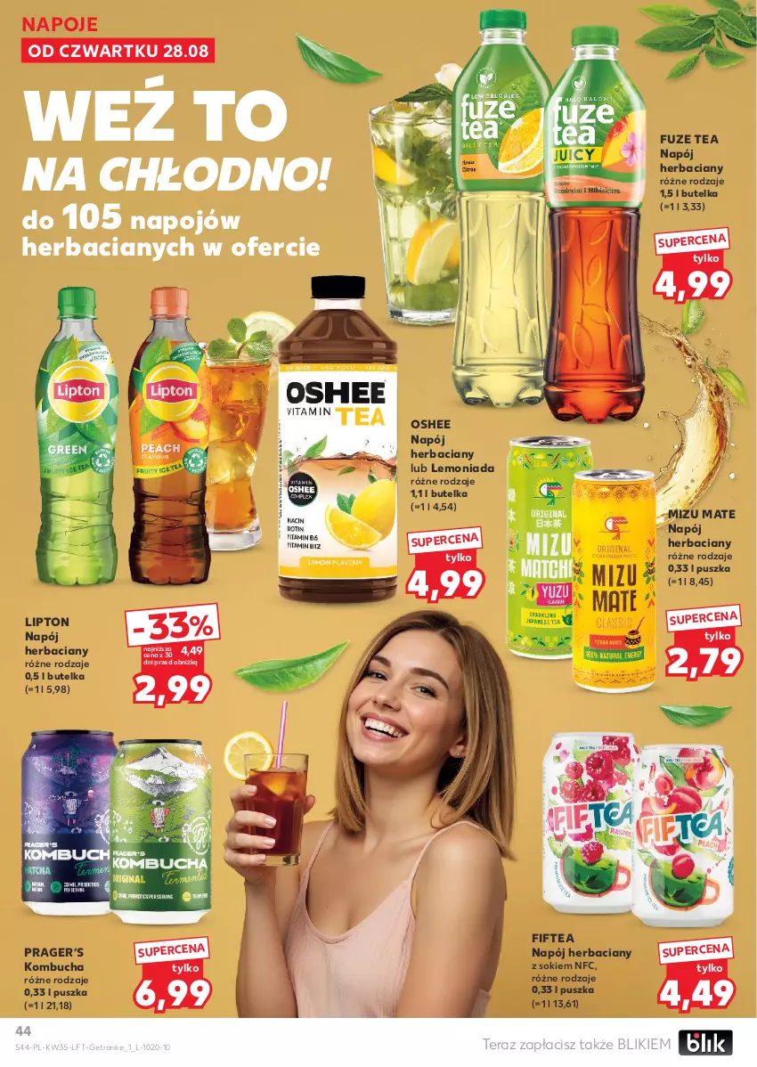 Gazetka promocyjna Kaufland - Gazetka tygodnia - ważna 28.08 do 03.09.2025 - strona 44 - produkty: Lemoniada, Lipton, Napój, Napoje, Oshee, Sok, Tera, Tran
