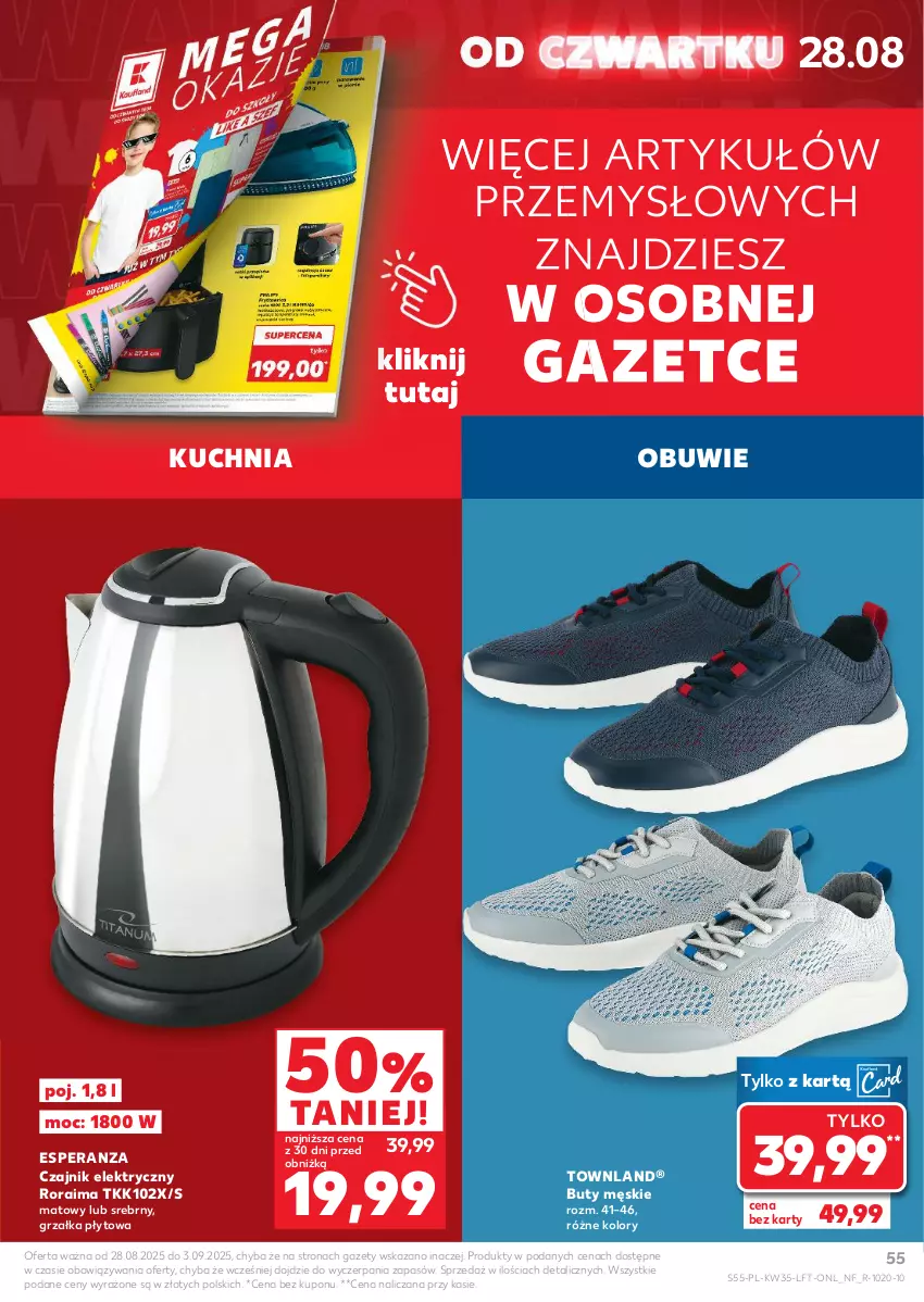Gazetka promocyjna Kaufland - Gazetka tygodnia - ważna 28.08 do 03.09.2025 - strona 55 - produkty: Buty, Czajnik, Czajnik elektryczny, Grzałka, Kuchnia, Obuwie