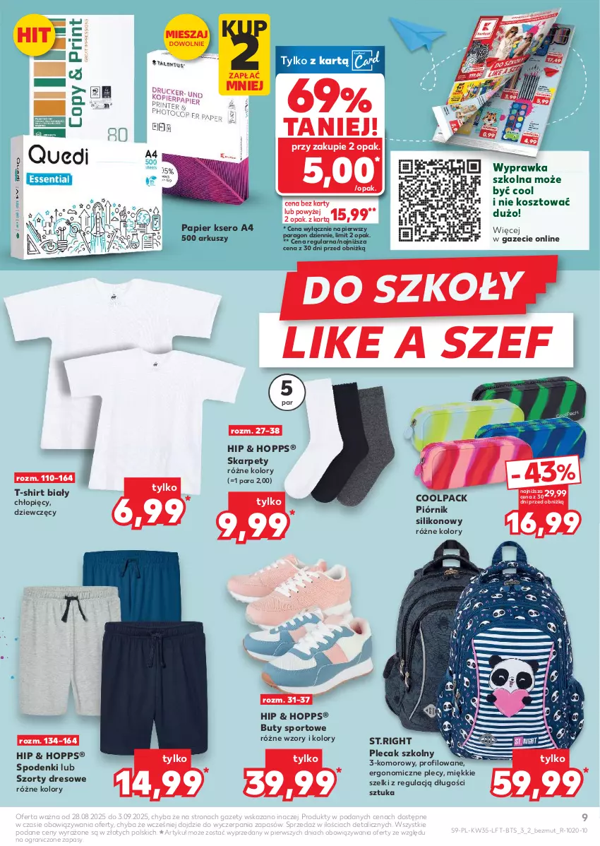 Gazetka promocyjna Kaufland - Gazetka tygodnia - ważna 28.08 do 03.09.2025 - strona 9 - produkty: Buty, Dres, Gra, Karp, Kosz, Papier, Piórnik, Plecak, Por, Ser, Sport, Szorty, T-shirt