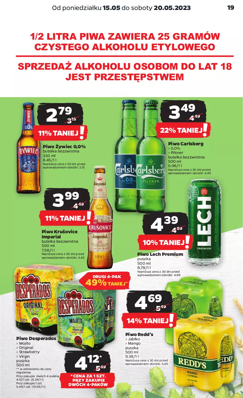 Gazetka promocyjna Netto - Artykuły spożywcze - ważna 15.05 do 20.05.2023 - strona 19 - produkty: Carlsberg, Desperados, Gin, Gra, Lech Premium, Mango, Piwa, Piwo