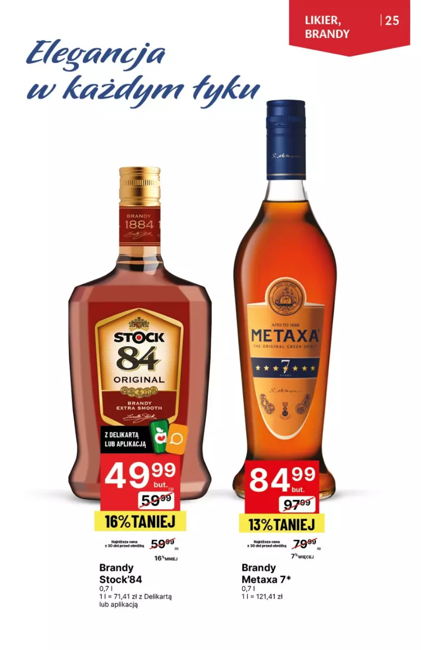 Gazetka promocyjna Delikatesy Centrum - DeliBarek DC01-DC03 - ważna 18.01 do 31.01.2024 - strona 25 - produkty: Brandy, Gin, Metaxa, Stock