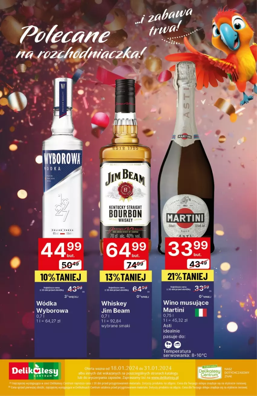 Gazetka promocyjna Delikatesy Centrum - DeliBarek DC01-DC03 - ważna 18.01 do 31.01.2024 - strona 28 - produkty: Martini, Mus, Rum, Ser, Whiskey, Wino, Wino musujące, Wódka, Wyborowa