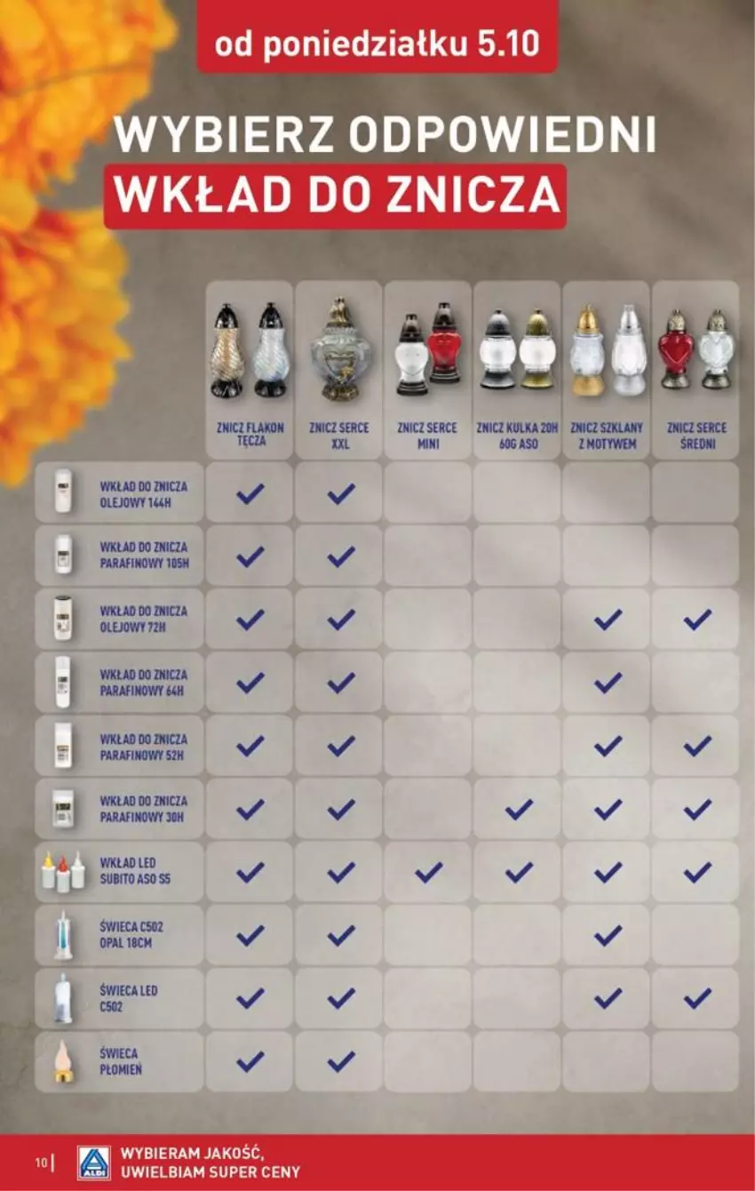 Gazetka promocyjna Aldi - Znicze i stroiki - ważna 05.10 do 05.10.2026 - strona 10 - produkty: Olej, Ser, Znicz