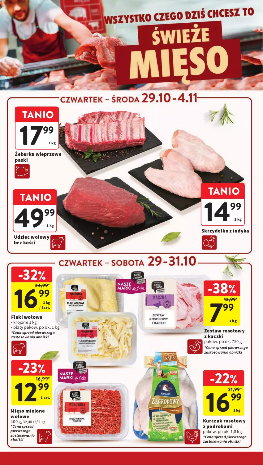 Gazetka promocyjna Intermarche - Gazetka promocyjna - ważna 29.10 do 04.11.2026 - strona 16 - produkty: Flaki, Flaki wołowe, Kurczak, Mięso, Mięso mielone, Udziec wołowy, Zestaw rosołowy z kaczki