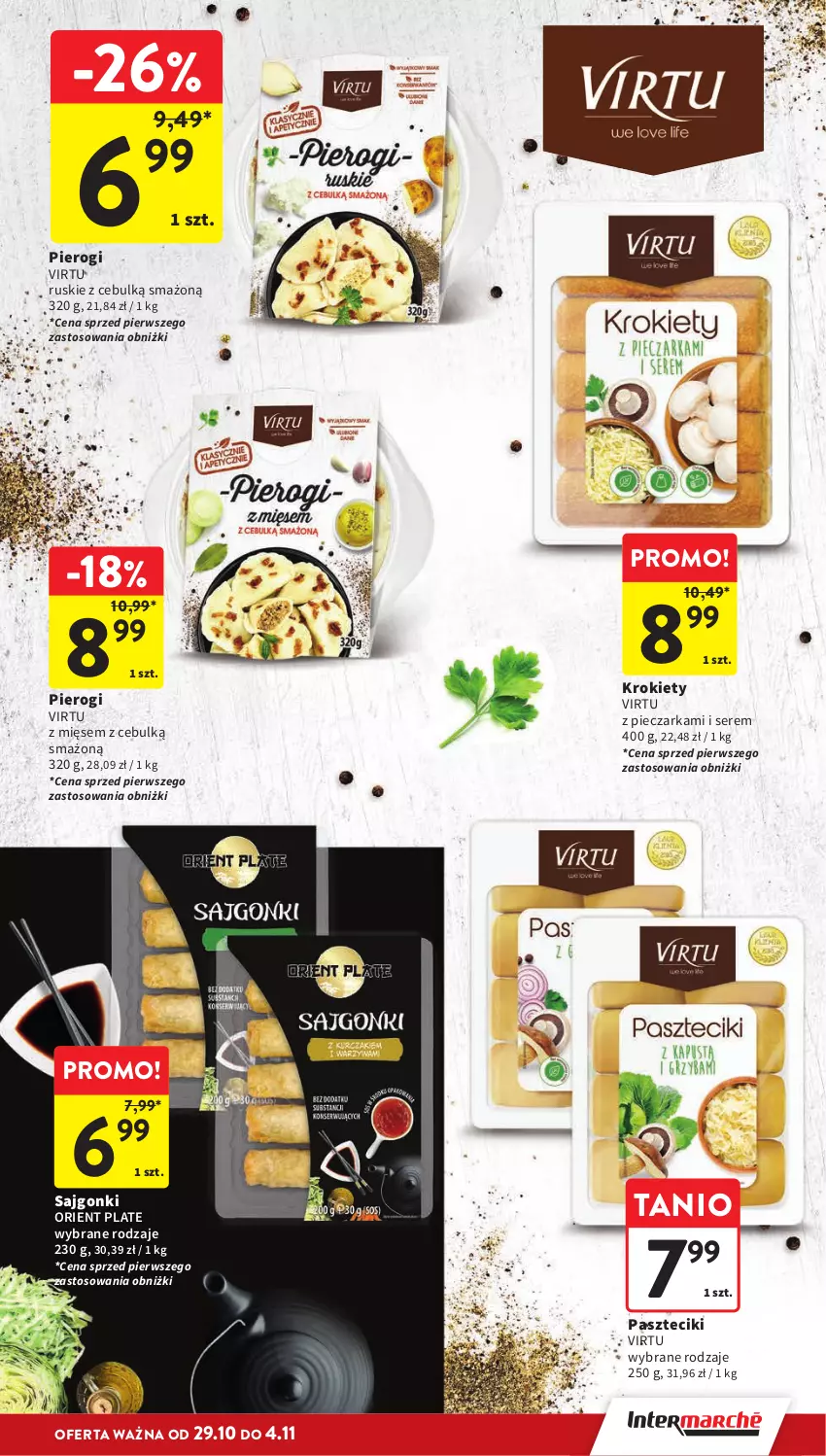 Gazetka promocyjna Intermarche - Gazetka promocyjna - ważna 29.10 do 04.11.2026 - strona 23 - produkty: Krokiety, Piec, Pieczarka, Pierogi, Sajgonki, Ser, Virtu