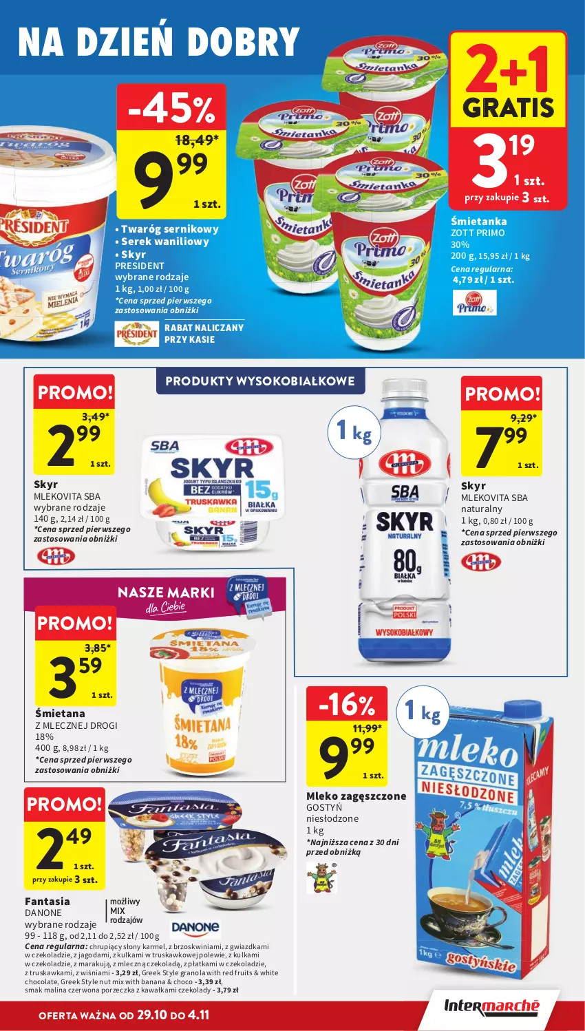 Gazetka promocyjna Intermarche - Gazetka promocyjna - ważna 29.10 do 04.11.2026 - strona 25 - produkty: Danone, Fa, Fanta, Gra, Granola, Kawa, Mleko, Mleko zagęszczone, Mlekovita, Por, Ser, Serek, Sok, Twaróg, Zott, Zott Primo