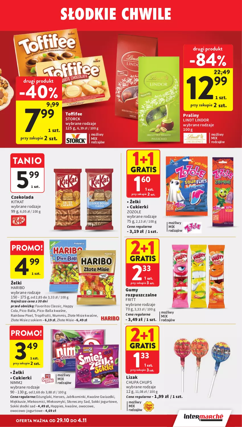 Gazetka promocyjna Intermarche - Gazetka promocyjna - ważna 29.10 do 04.11.2026 - strona 31 - produkty: Chupa Chups, Cukier, Cukierki, Czekolada, Fa, Gra, Haribo, Jogurt, Lindor, Lindt, Mleko, Nimm2, Pico-Balla, Praliny, Sok