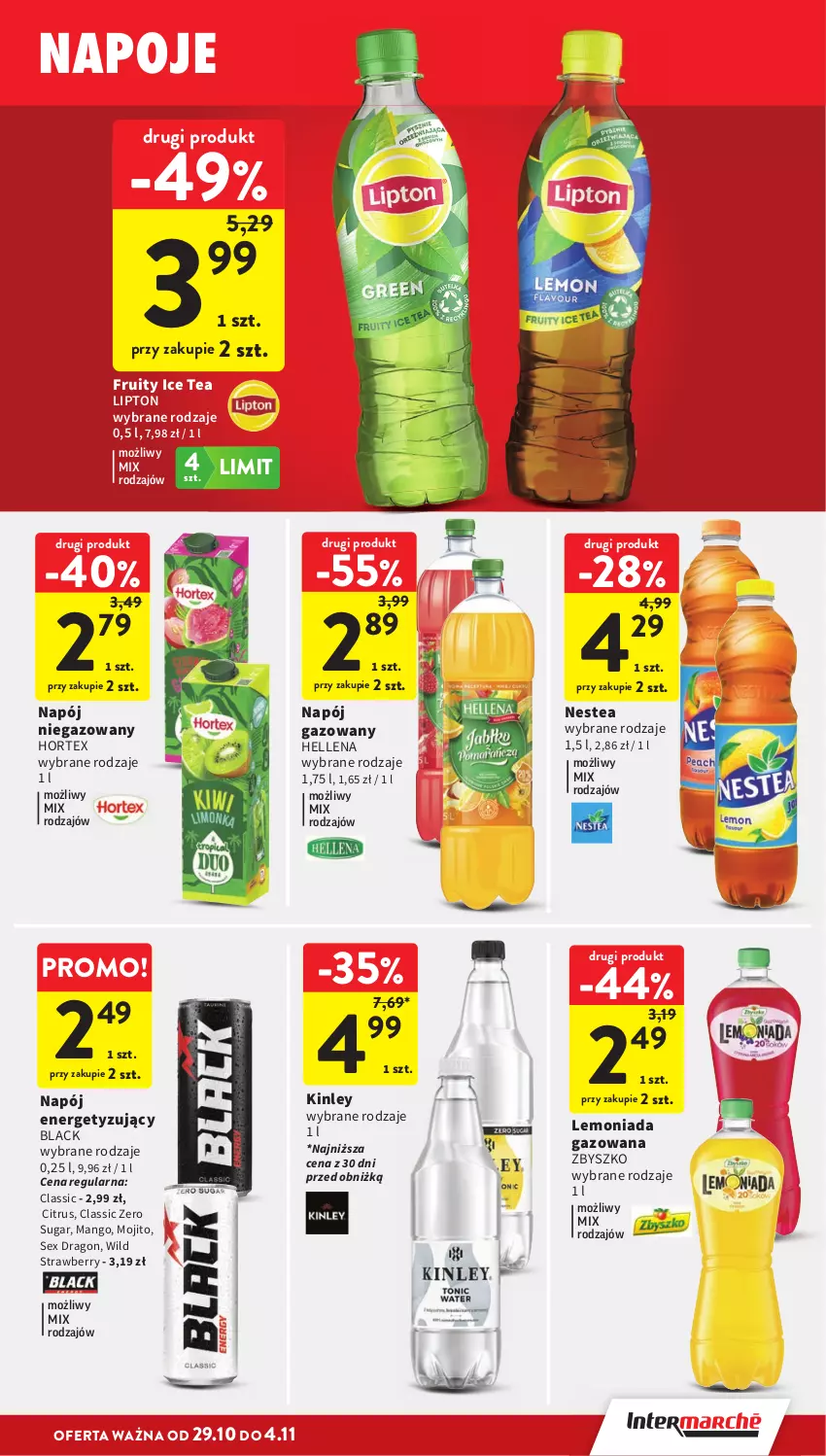 Gazetka promocyjna Intermarche - Gazetka promocyjna - ważna 29.10 do 04.11.2026 - strona 35 - produkty: Hellena, Hortex, Ice tea, Lack, Lemoniada, Lipton, Mango, Napój, Napój gazowany, Napój niegazowany, Nestea