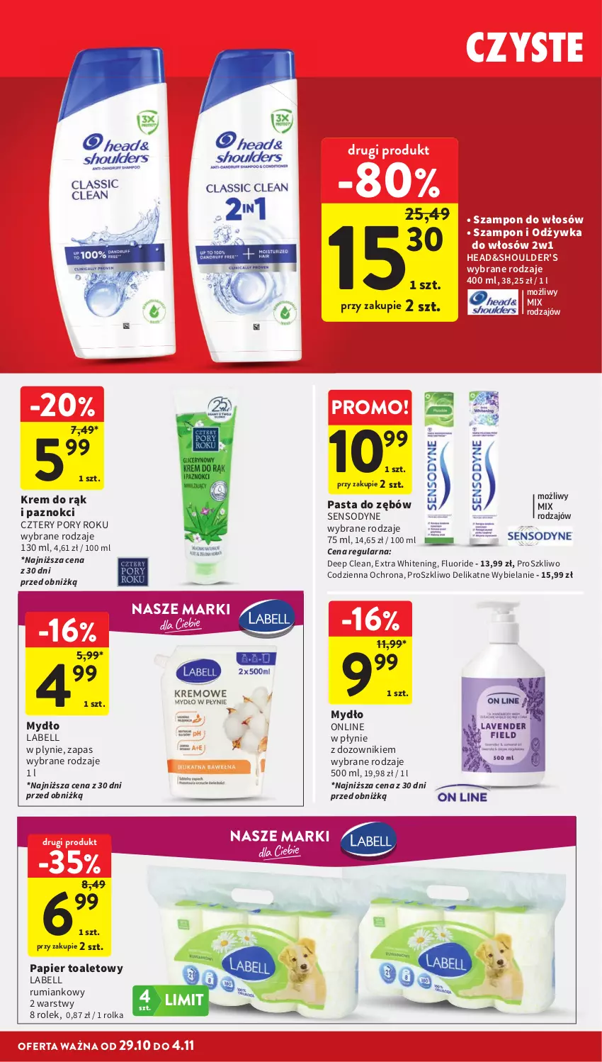 Gazetka promocyjna Intermarche - Gazetka promocyjna - ważna 29.10 do 04.11.2026 - strona 40 - produkty: Bell, Dozownik, Krem do rąk, Mydło, Odżywka, Papier, Papier toaletowy, Pasta do zębów, Por, Rum, Sensodyne, Szampon