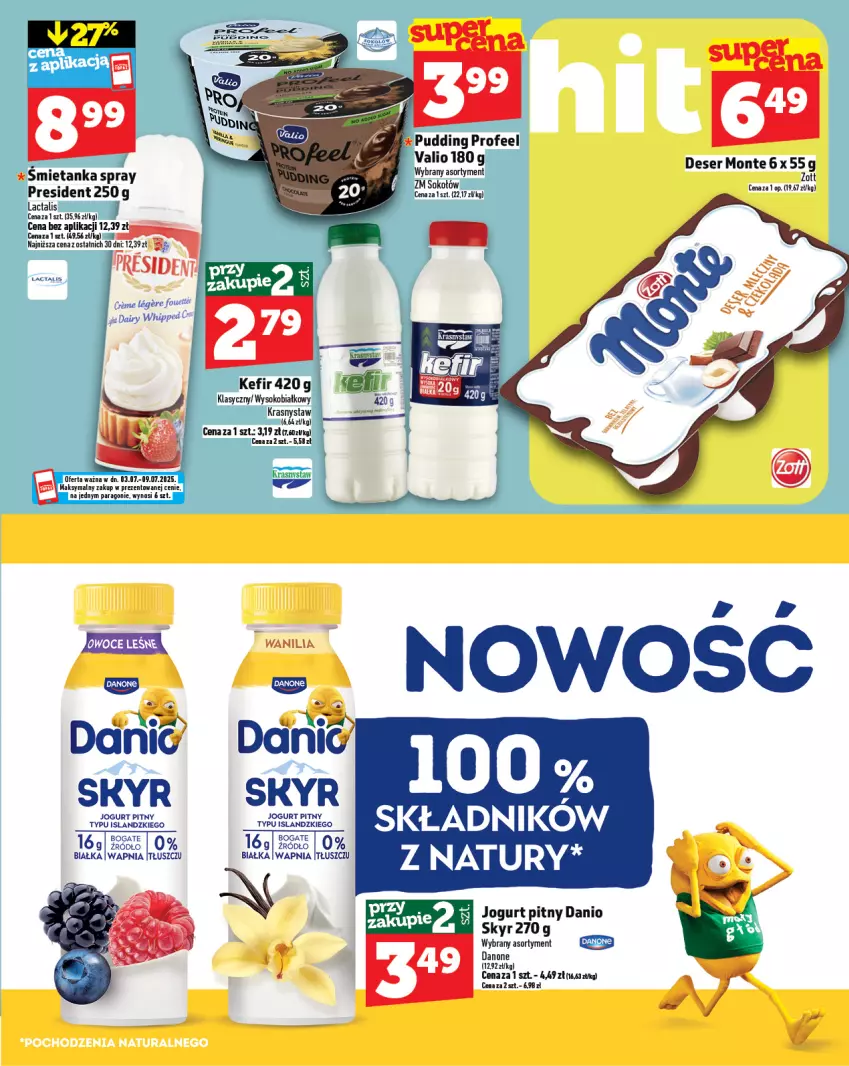 Gazetka promocyjna Topaz - Gazetka - ważna 01.07 do 16.07.2025 - strona 11 - produkty: Danio, Danone, Deser, HiPP, Jogurt, Jogurt pitny, Kefir, Koc, Monte, Ser, Sok, Zott