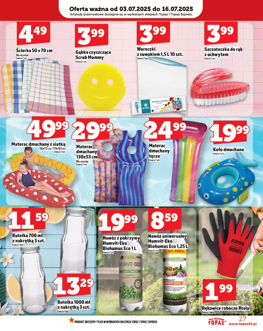 Gazetka promocyjna Topaz - Gazetka - ważna 01.07 do 16.07.2025 - strona 27 - produkty: Biohumus, Materac, Mus, Nawóz, Szczoteczka, Tera, Top