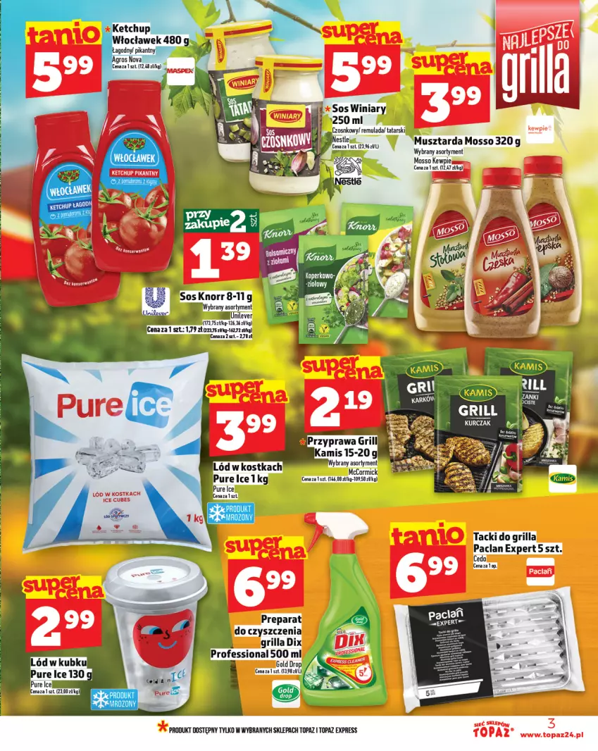 Gazetka promocyjna Topaz - Gazetka - ważna 01.07 do 16.07.2025 - strona 3 - produkty: Fa, Grill, Kamis, Ketchup, Knorr, Kurczak, Mus, Musztarda, Pur, Top, Winiary