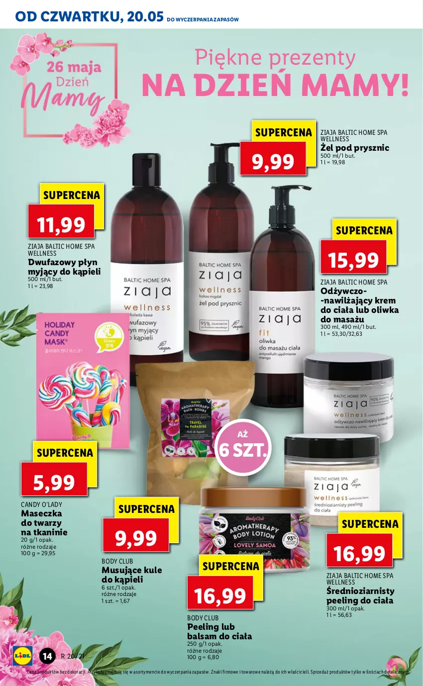 Gazetka promocyjna Lidl - GAZETKA - ważna 20.05 do 22.05.2021 - strona 14 - produkty: Balsam do ciała, Body, Candy, Fa, Krem do ciała, Mus, Peeling, Ziaja