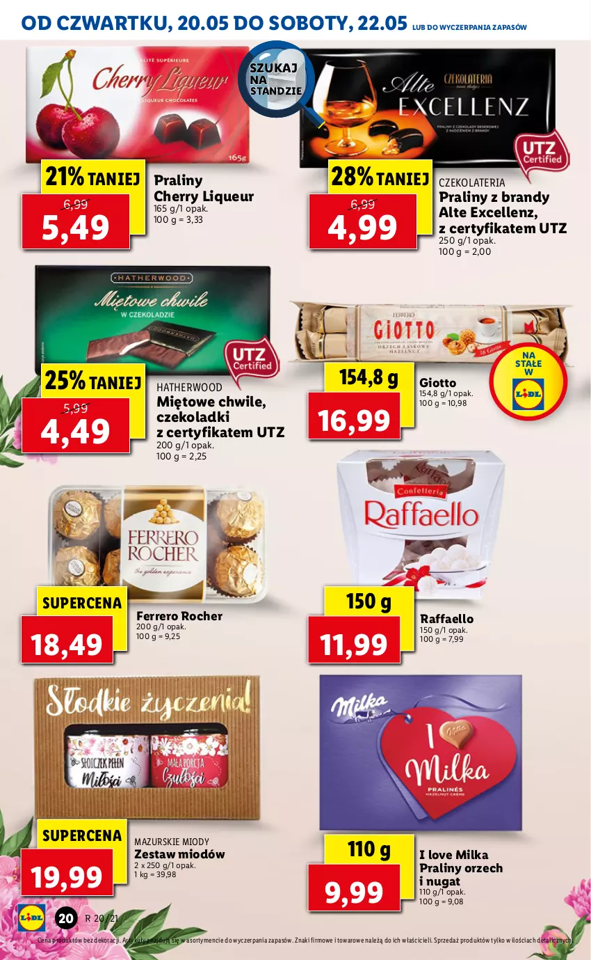 Gazetka promocyjna Lidl - GAZETKA - ważna 20.05 do 22.05.2021 - strona 20 - produkty: Brandy, Fa, Ferrero, Ferrero Rocher, Milka, Praliny, Raffaello