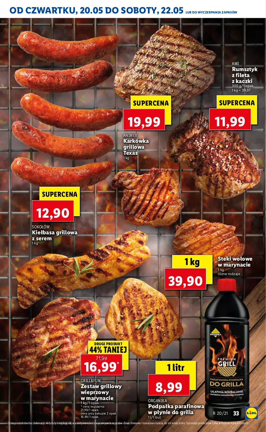 Gazetka promocyjna Lidl - GAZETKA - ważna 20.05 do 22.05.2021 - strona 33 - produkty: Grill, Kiełbasa, Rum, Ser, Sok, Sokołów, Stek