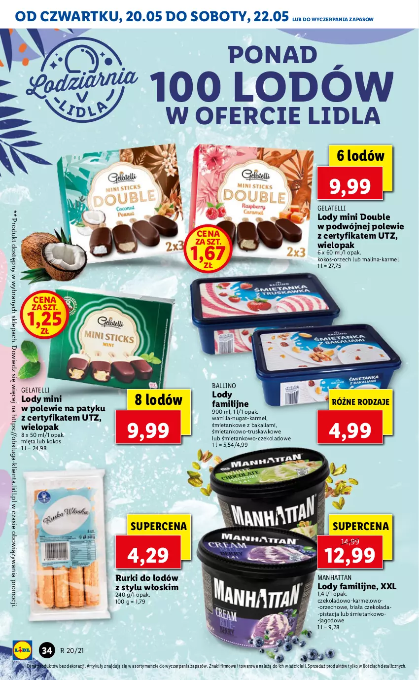 Gazetka promocyjna Lidl - GAZETKA - ważna 20.05 do 22.05.2021 - strona 34 - produkty: Czekolada, Fa, Kokos, Lody, Mięta, Rurki