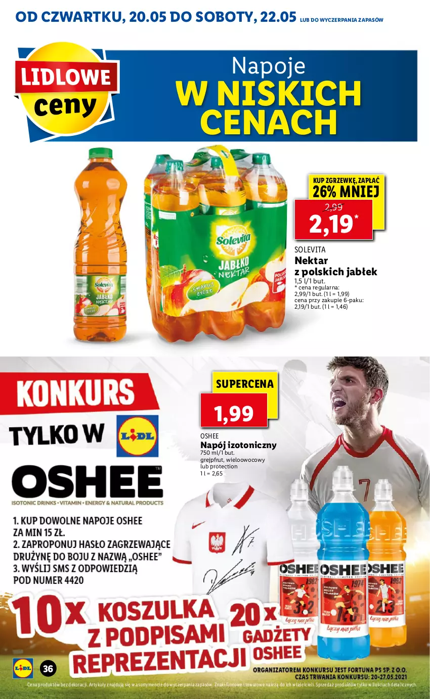 Gazetka promocyjna Lidl - GAZETKA - ważna 20.05 do 22.05.2021 - strona 36 - produkty: Grejpfrut, Napój, Napój izotoniczny, Napoje, Nektar, Oshee