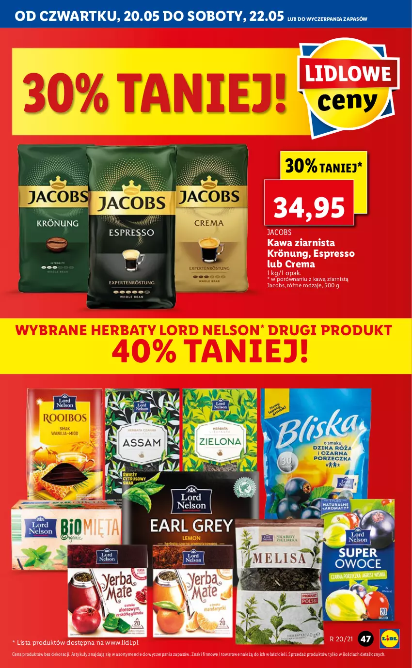 Gazetka promocyjna Lidl - GAZETKA - ważna 20.05 do 22.05.2021 - strona 47 - produkty: Jacobs, Kawa, Kawa ziarnista, Por