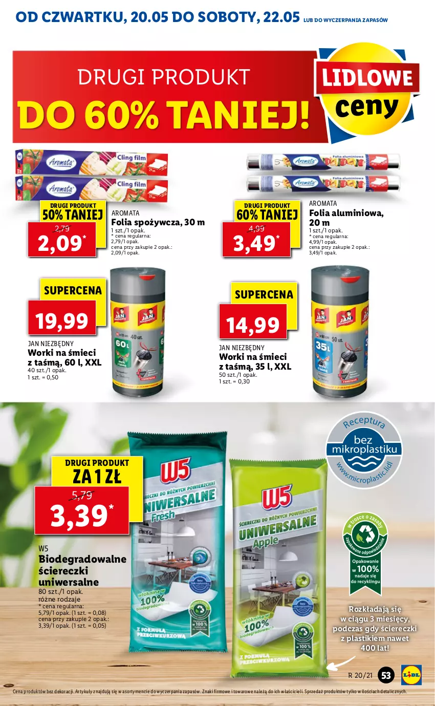 Gazetka promocyjna Lidl - GAZETKA - ważna 20.05 do 22.05.2021 - strona 53 - produkty: Folia aluminiowa, Gra, Jan Niezbędny, Worki na śmiec, Worki na śmieci