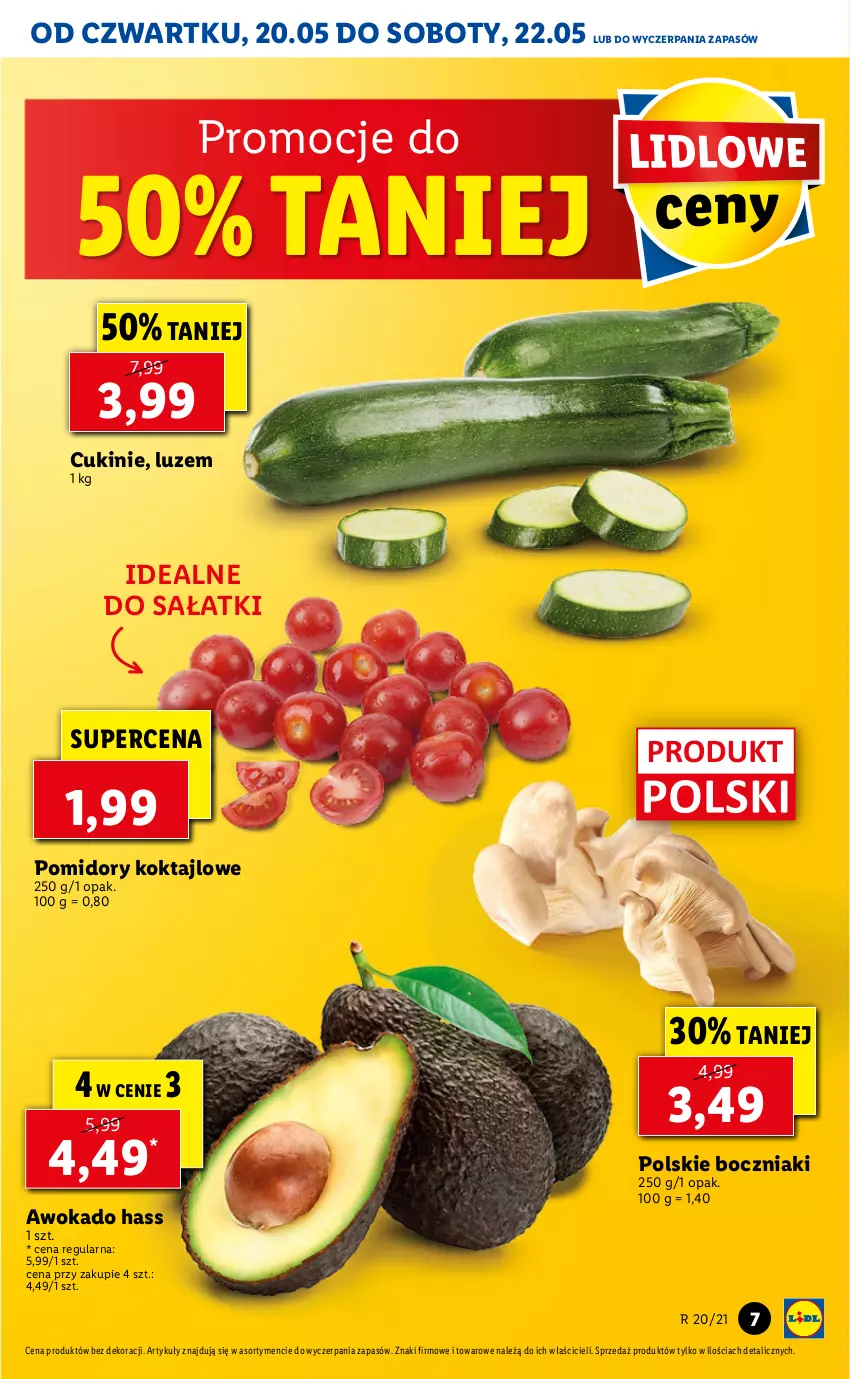 Gazetka promocyjna Lidl - GAZETKA - ważna 20.05 do 22.05.2021 - strona 7 - produkty: Boczniak, Pomidory, Sałat