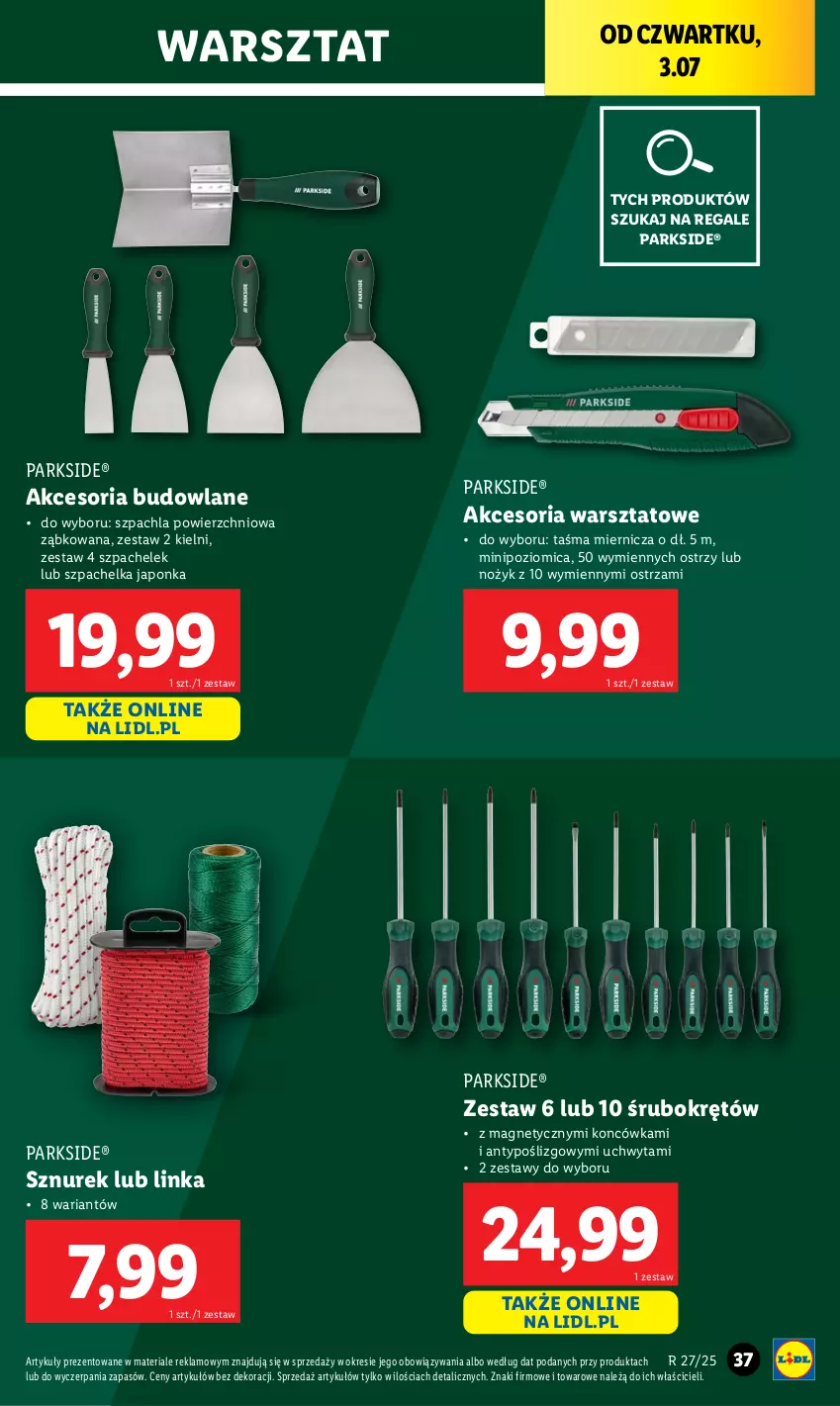 Gazetka promocyjna Lidl - GAZETKA - ważna 30.06 do 05.07.2025 - strona 39 - produkty: Inka, Noż, Parkside, Poziomica, Sznurek, Taśma miernicza