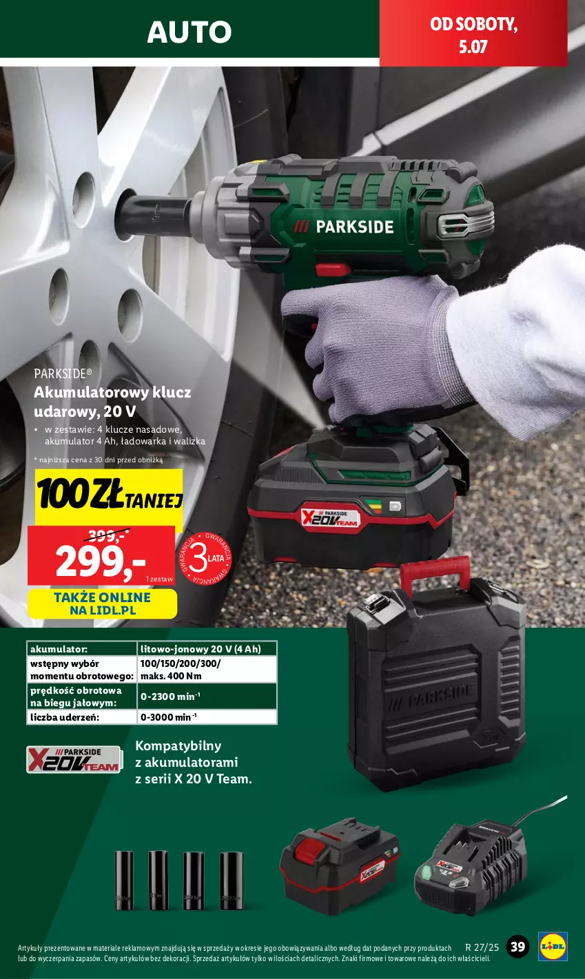 Gazetka promocyjna Lidl - GAZETKA - ważna 30.06 do 05.07.2025 - strona 41 - produkty: Akumulator, Klucz udarowy, Parkside, Ser, Walizka, Warka