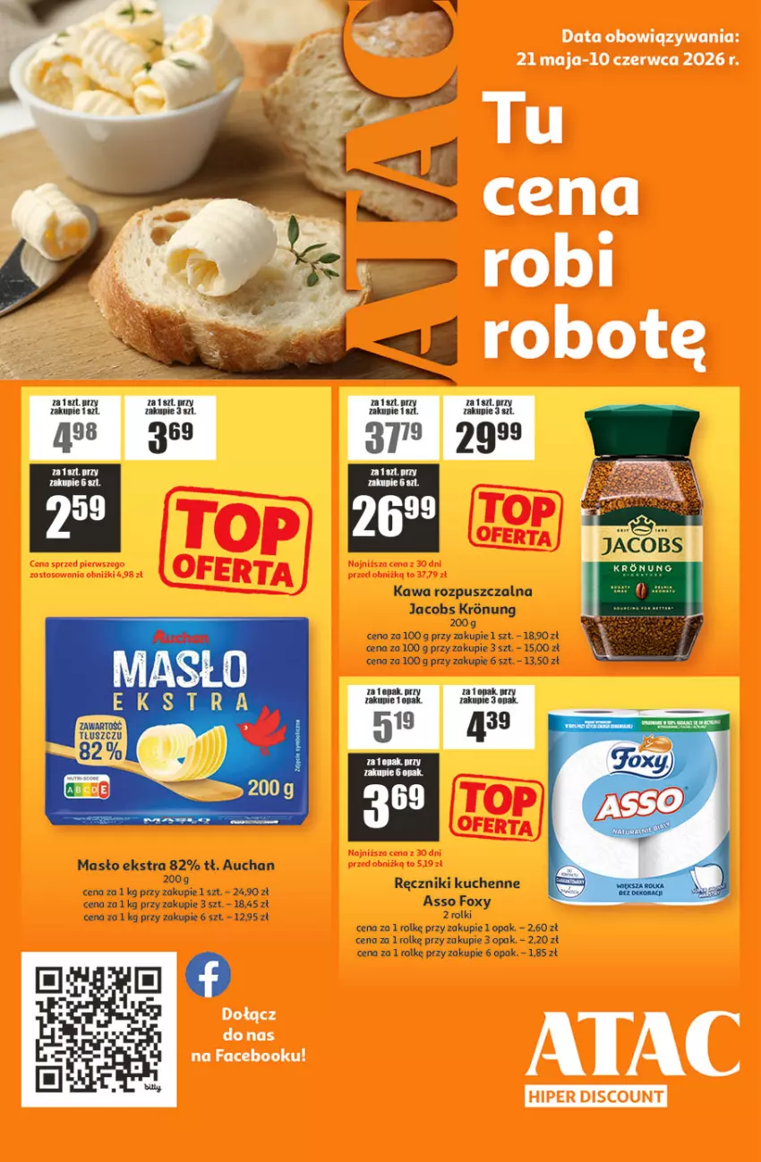 Gazetka promocyjna Auchan - ATAC Hiper Discount - ważna 21.05 do 10.06.2026 - strona 1 - produkty: Foxy, Jacobs, Kawa, Kawa rozpuszczalna, Masło, Ręcznik
